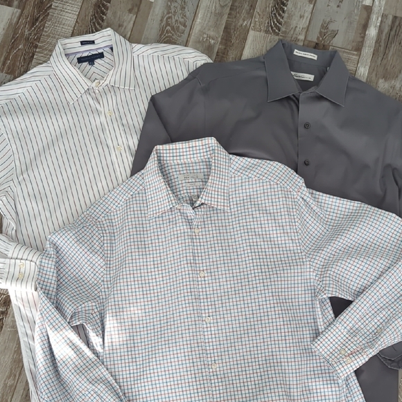 Dress Shirt Bundle ThreeTommy Hilfiger Kenneth Cole Perry Ellis sz 16.5 34/35 - Picture 1 of 12